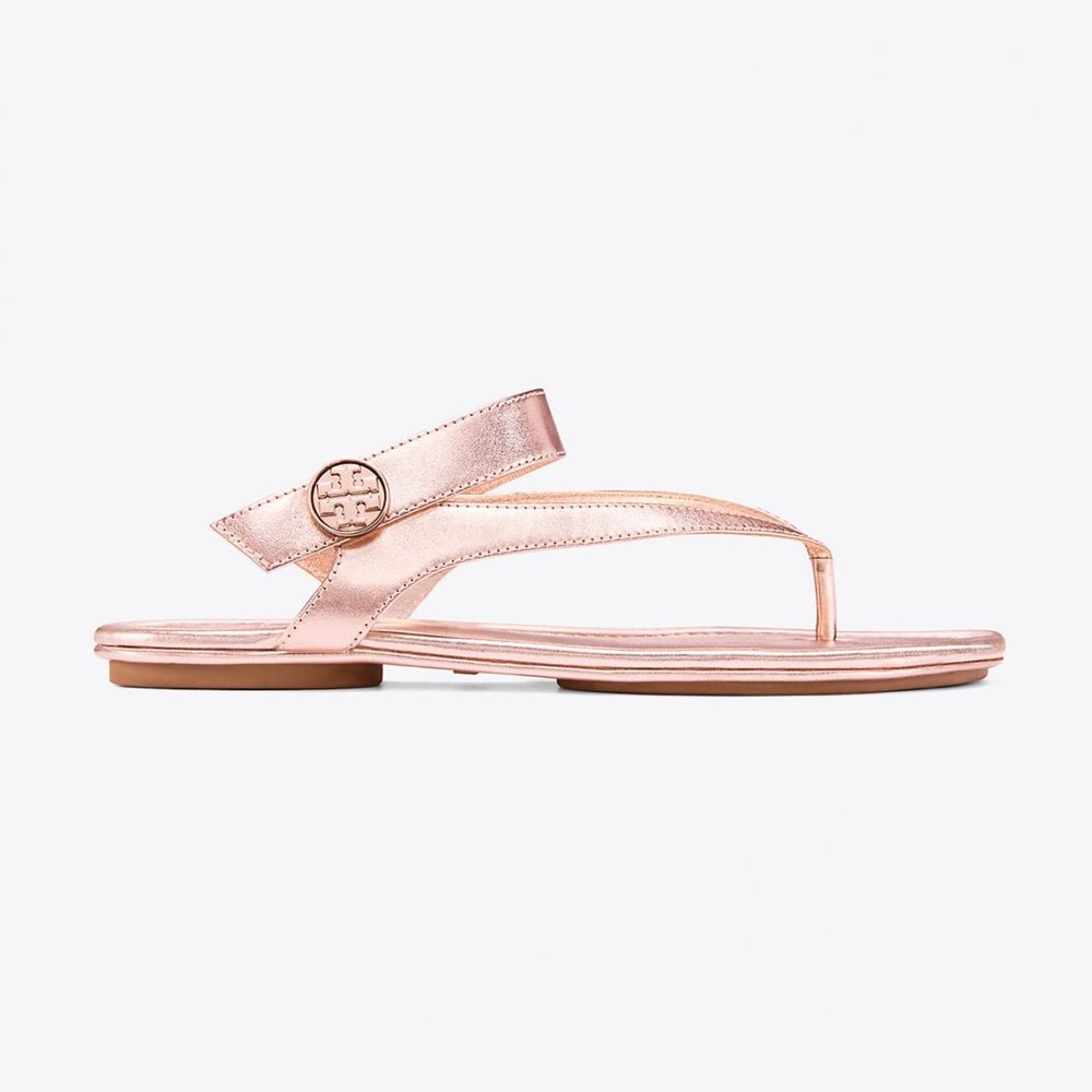 Tory Burch Travel Minnie Thong Sandals - Rose Gold